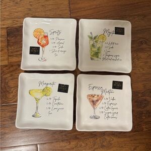 CERAMICA CUORE ITALY GIRLS CHIC NITE COCKTAIL APPETIZER-SIDE PLATE SET 4 NEW